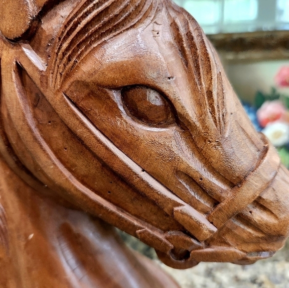 Vintage Hand Carved Wood Horse Head / Knight Chess Piece Sculpture - Picture 5 of 11